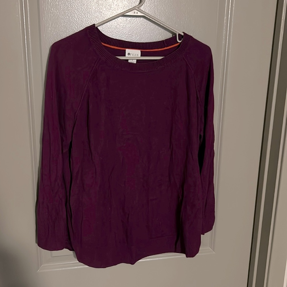 Stylus 3/4 length sleeve purple sweater
